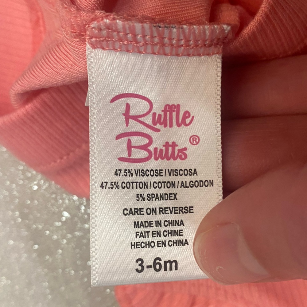 NWT RuffleButts Bubble Gum Pink Ribbed Texture Flutter Sleeve T-Shirt, 3-6M - Picture 7 of 8